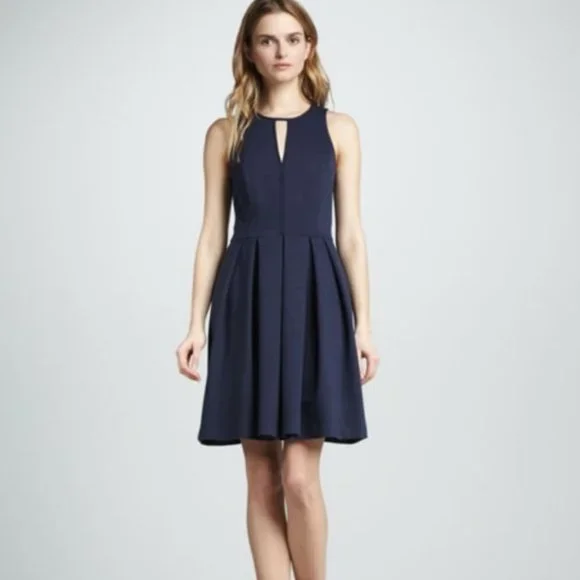 Rebecca Taylor Dresses | Rebecca Taylor Ribbon Zip Ponte Fit Flare Dress | Color: Blue | Size: 2 | Tinalikeswhat's Closet